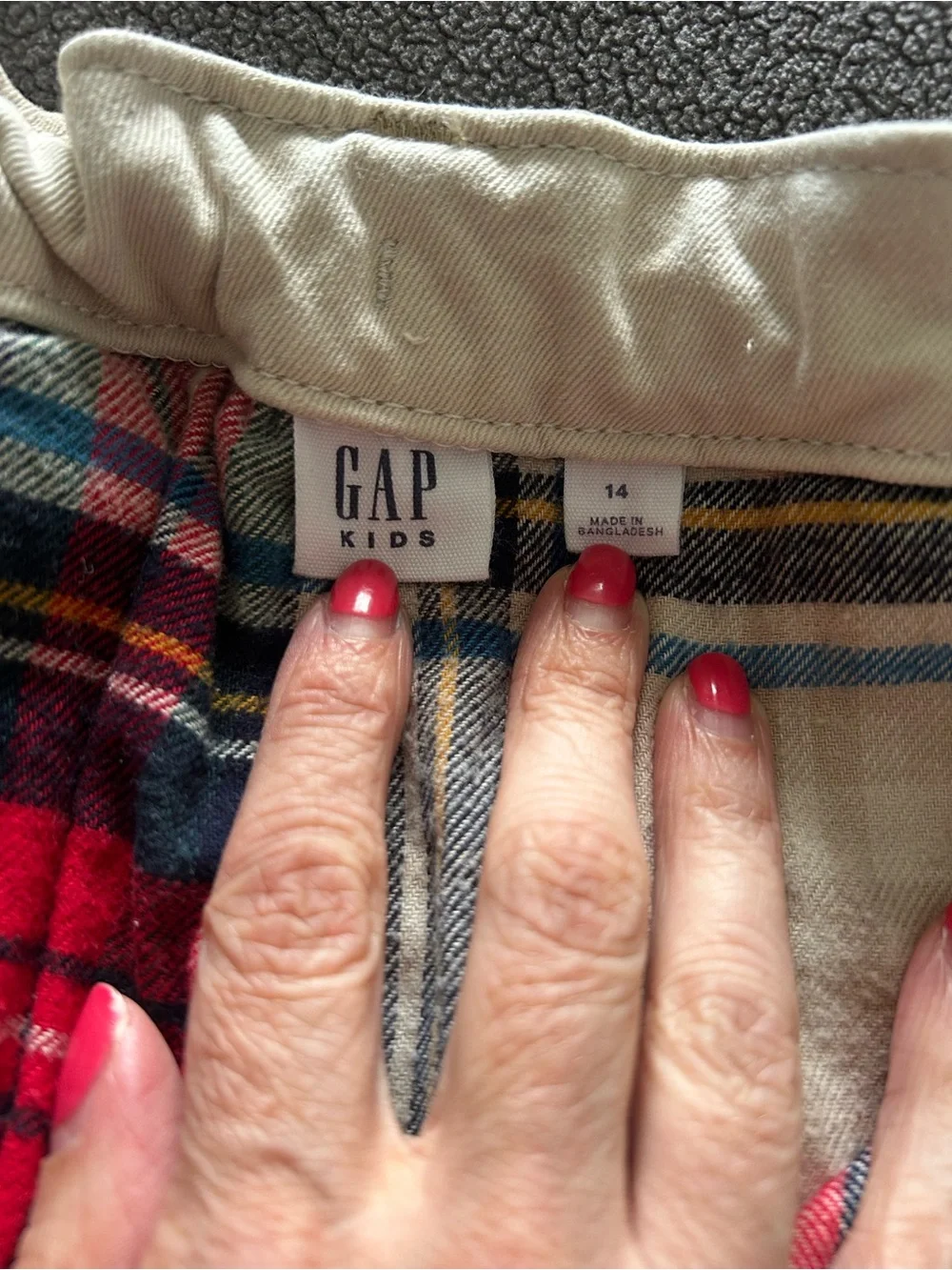 GAP Boys Tan Chinos with Plaid Flannel Lining